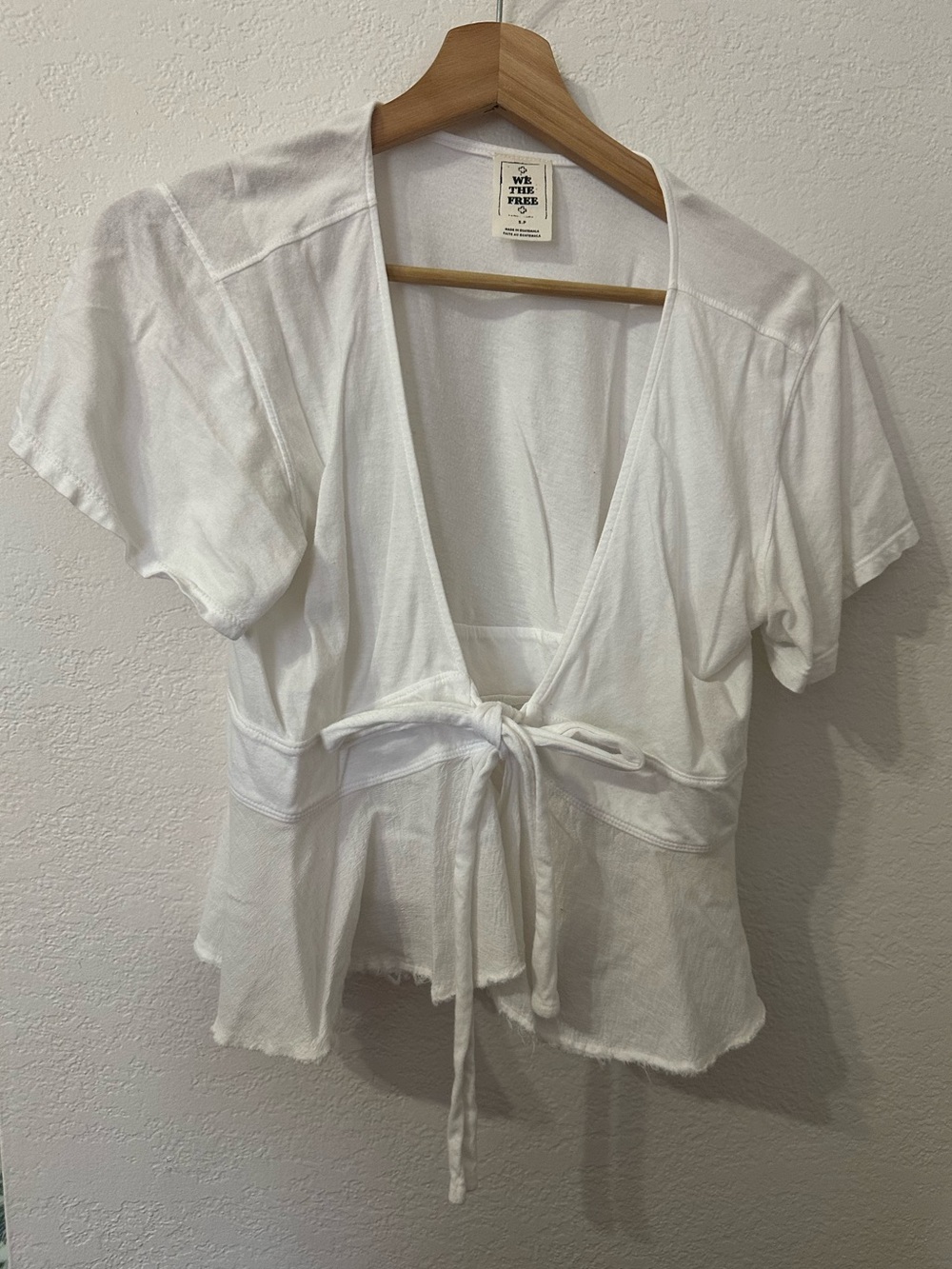 Free People We The Free Knot Me Tee Tie Front Top in White - Size S - Picture 3 of 9